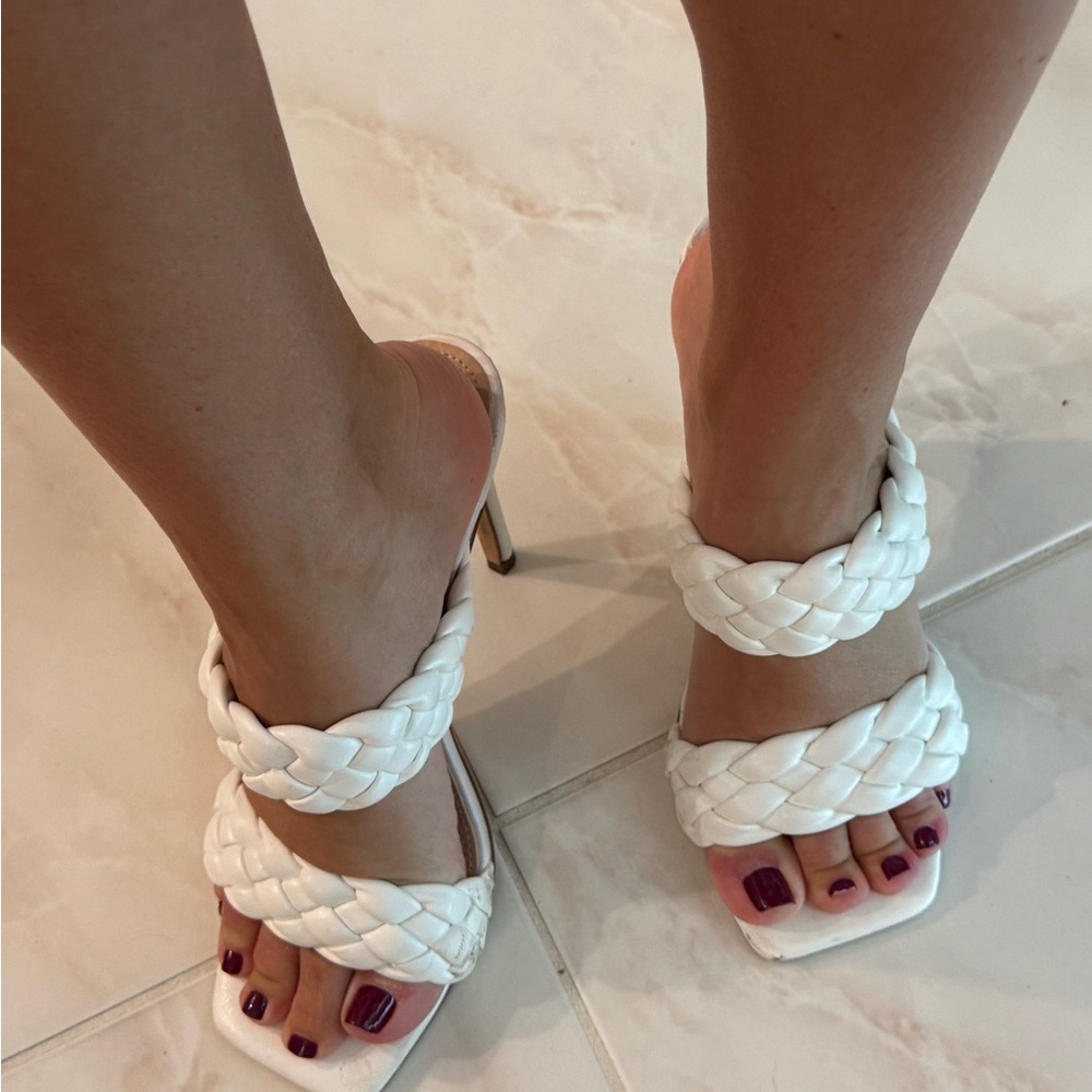 Elegant White Braided Women's Sandals